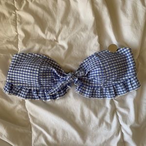 Blue Checkered Bikini Top